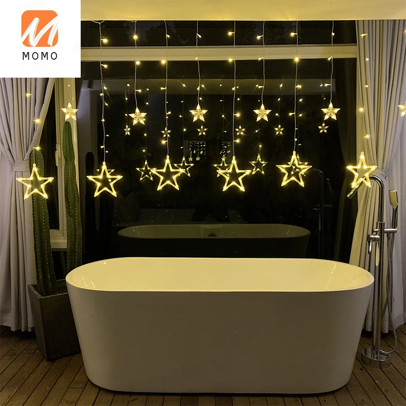 Светодиодные Звездные огни цветные мигающие гирлянды звездная сеть красный