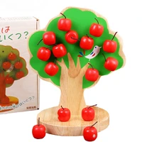 new kids montessori wooden puzzle magnetic apple tree children interactive game toy baby pick fruit educational mathematics toys