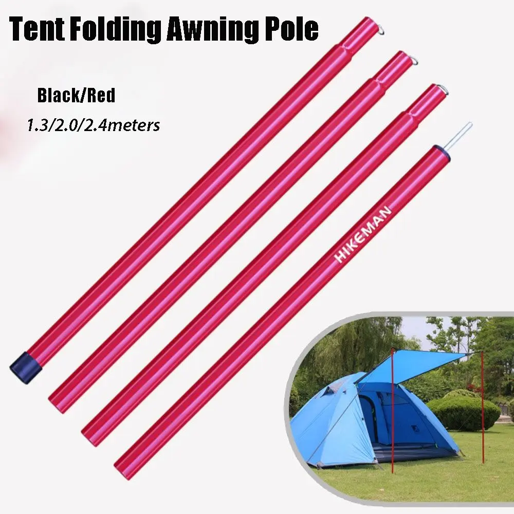 

Black/Red Camping Tent Tent Equipment Accessories Tarp Poles Tent Rods Canopy Support Rods Iron Awning Frame