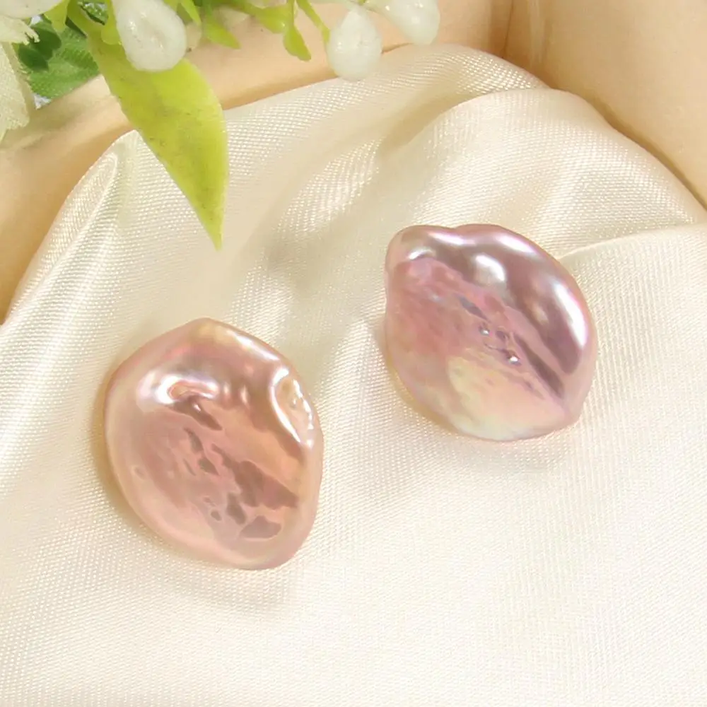 Женские серьги гвоздики из натурального пресноводного жемчуга нестандартные