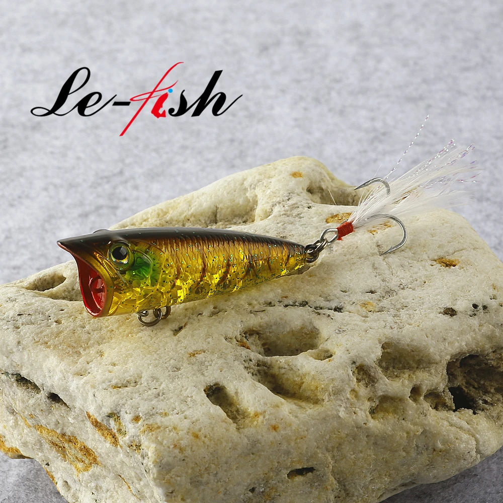 Le fish 60 мм 8 4 gTopwater Popper с пером и тройным крючком|Наживки для рыбной ловли| |