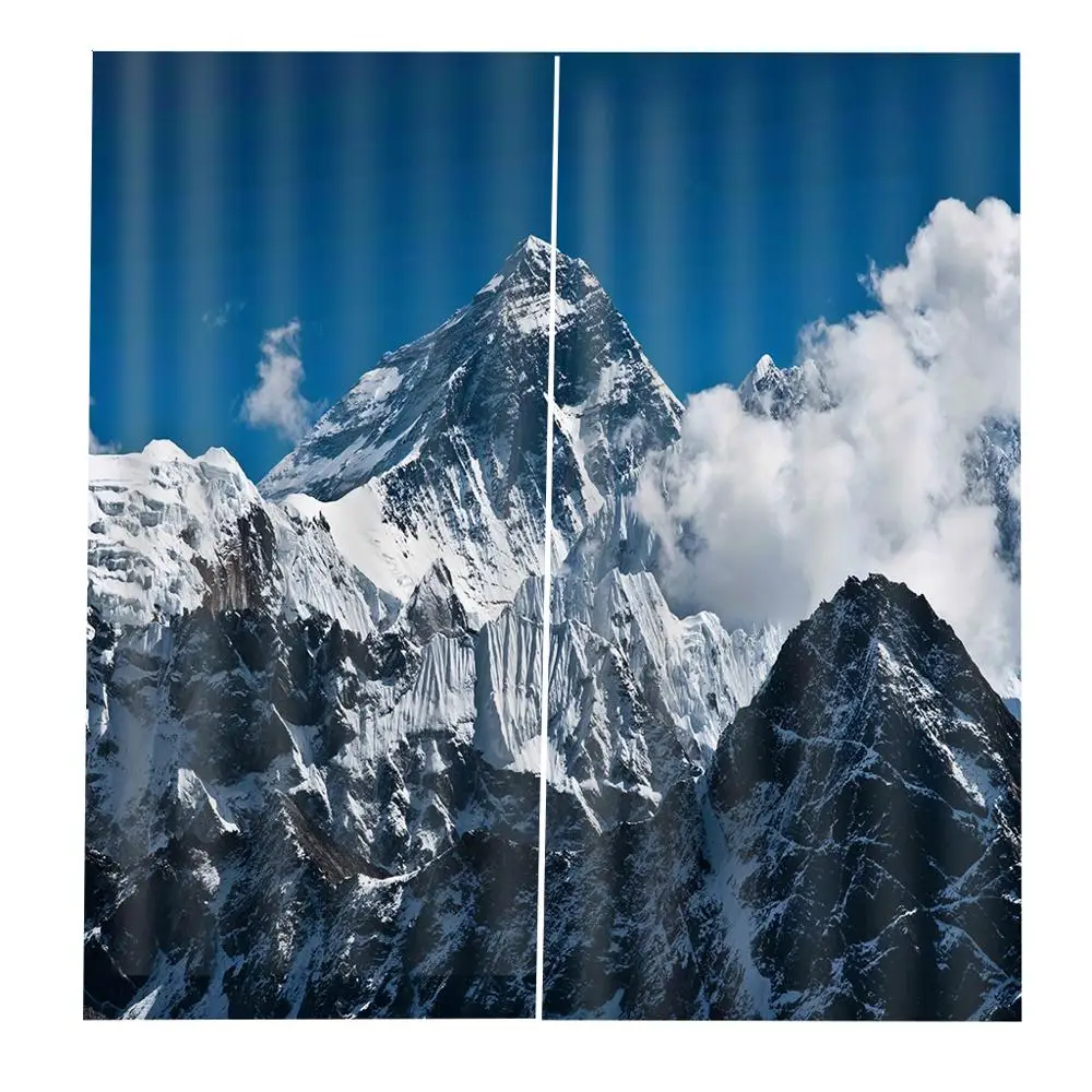 

Modern Style Snow Mountains Scenery Curtain Custom Photo 3D Blackout Window Drapes For Living room Bedroom Decor Sets