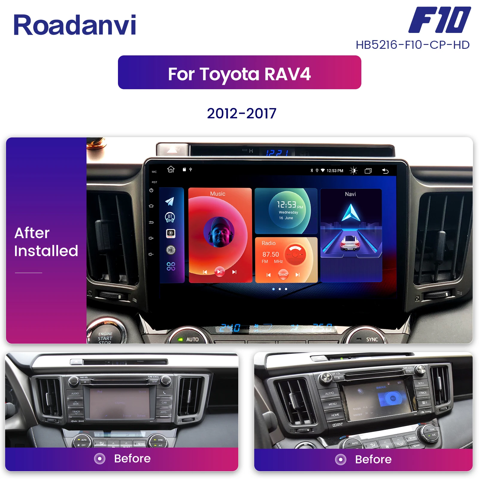 Roadanvi 10 2 &quotIPS автомобильный 1 Din Android мультимедийный DSP радиоприемник для Toyota RAV4 2012