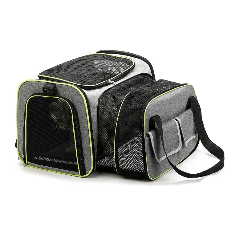 

Carrier For Cat Pet Airline Approved Expandable Foldable Soft Dog Reflective Tapes Travel Bag