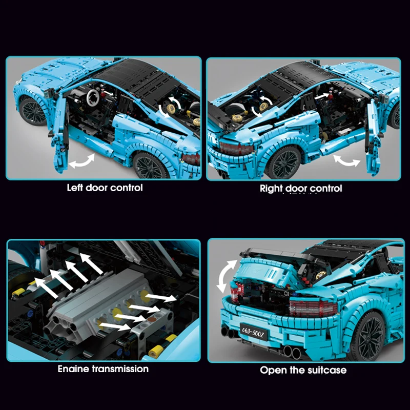 

New 4129pcs Tech Small particle technology building block moc-60193 sports car AMG C63 assembled toy boy's birthday Gifts