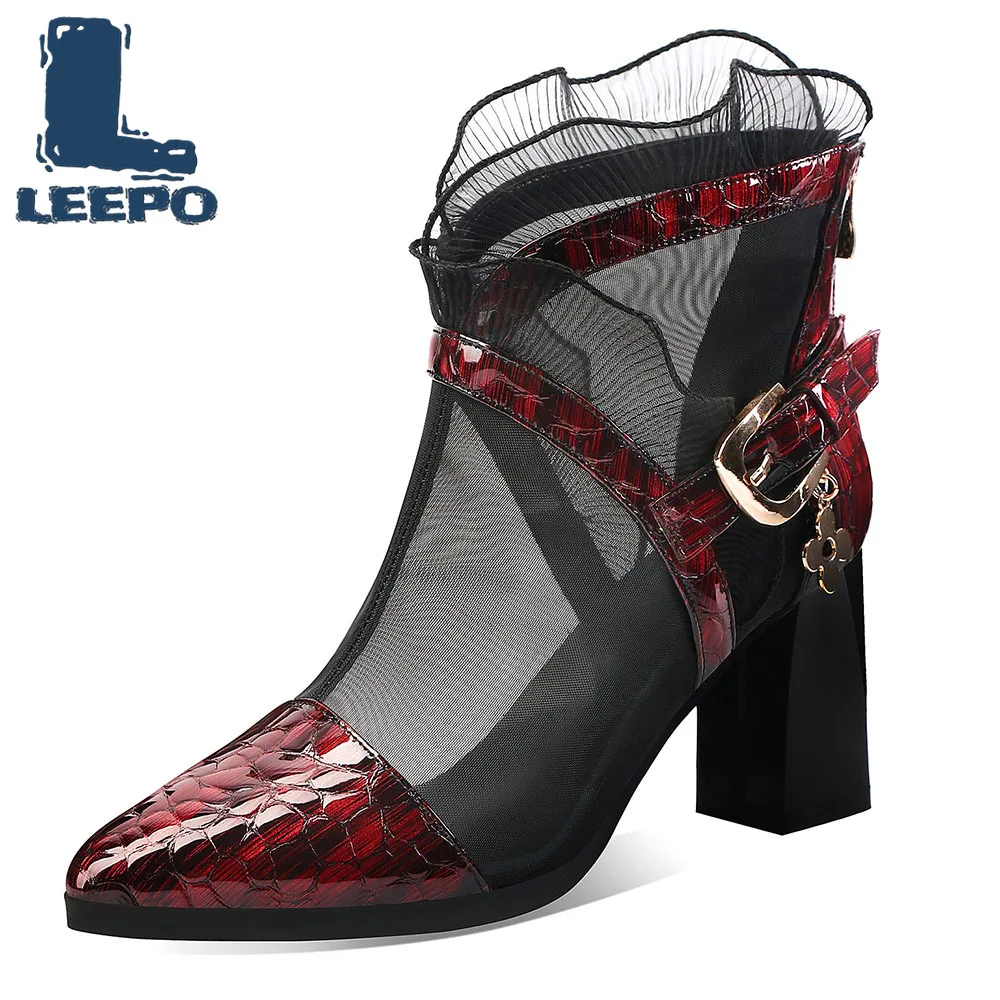 Ботинки женские из бычьей кожи роскошные полусапожки на высоком каблуке