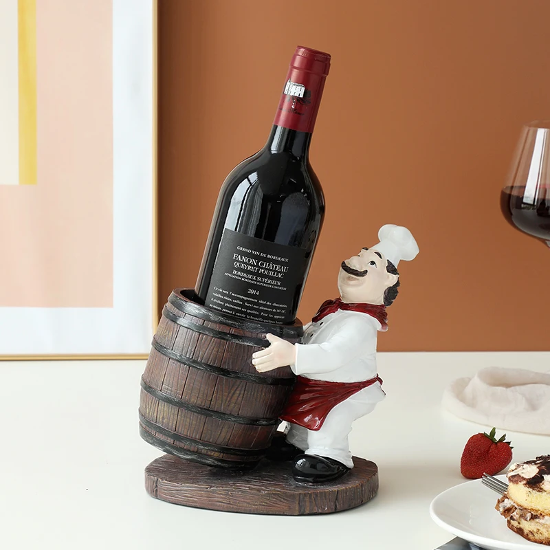 Chef Sculpture Wine Rack Home Decor Kitchen Living Room Desktop Relf Bar Accessories Nordic Decoration Storage | Дом и сад