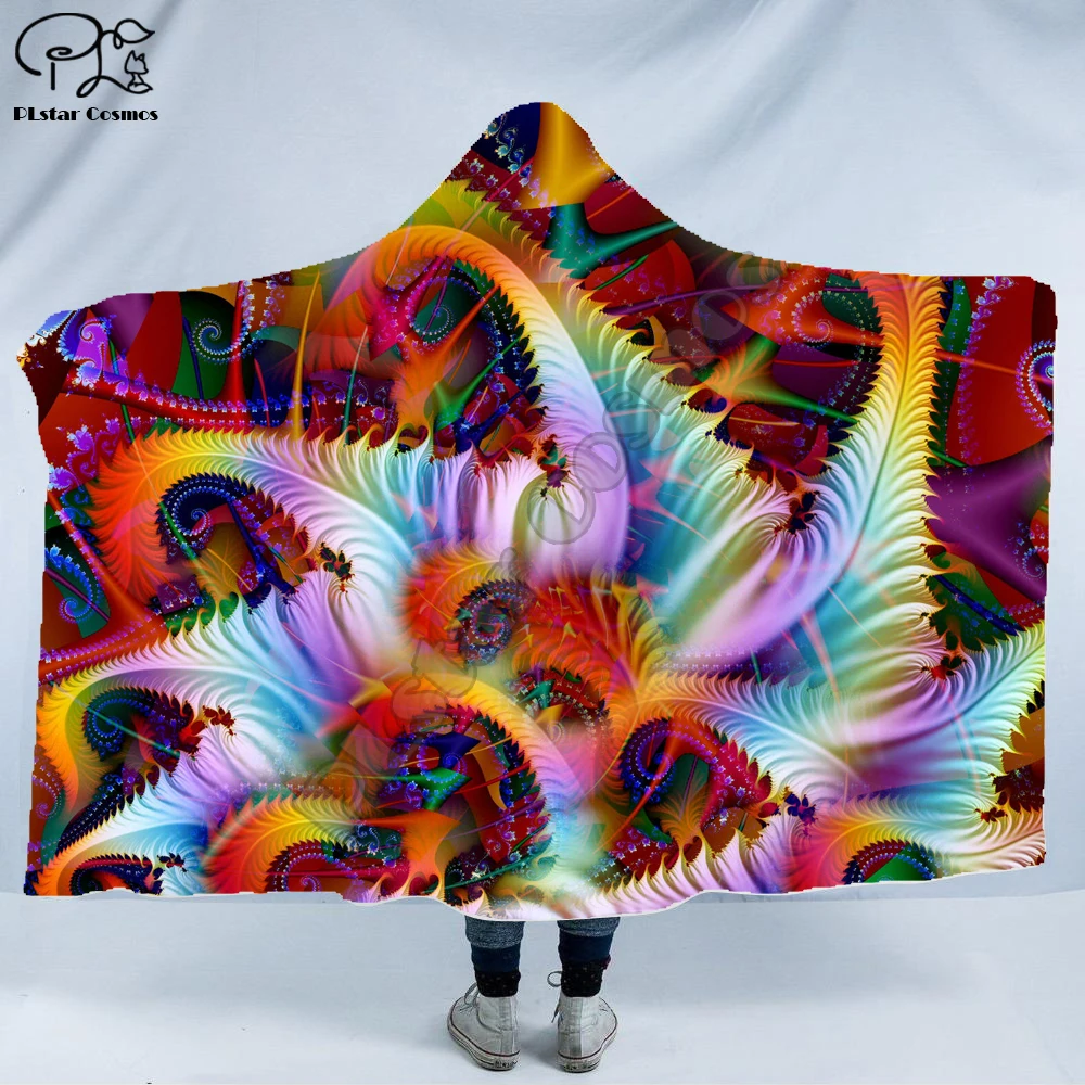 

Cool Psychedelic Graffiti Character Hooded Blanket Adult colorful child Sherpa Fleece Wearable Blanket Microfiber Bedding c-009