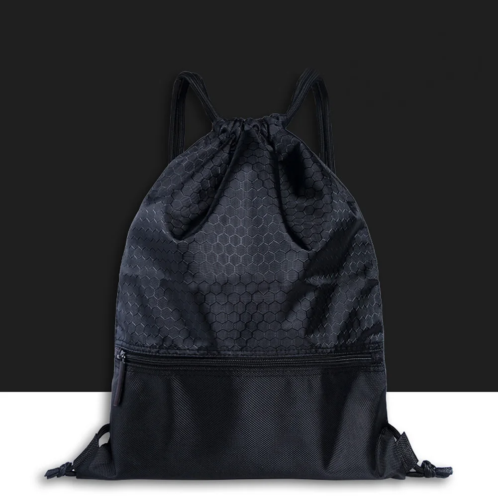 

Women Men Large Capacity Solid Wear Resistant Outdoor Practical Nylon Drawstring Lock Sports Backpack Travel Zipper Pocket