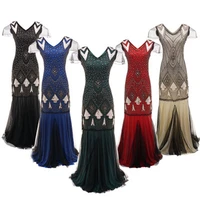 2022 s 2xl 20s party length dress vintage women sequins maxi dress beaded flapper 1920s gatsby club party floor length dresses