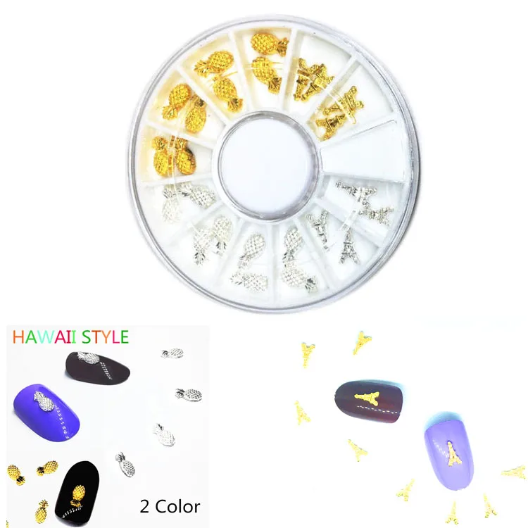 1 колесо Смешанные Серебряные ананас золотые украшения для дизайна ногтей милые