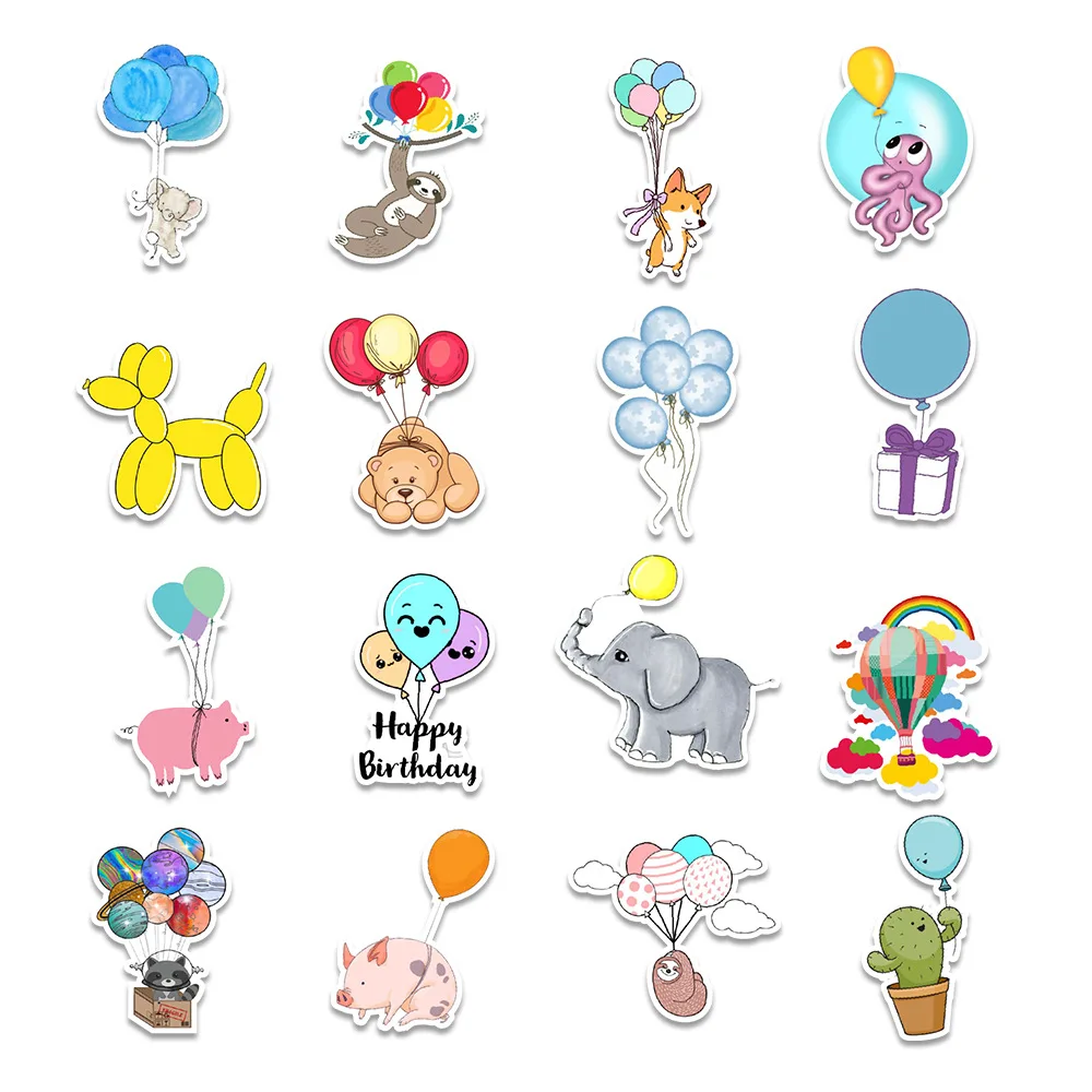 

50pcs Hot Air Balloon Cartoon Graffiti Sticker Waterproof Stickers For Bicycle Guitar Luggage Laptop Motorcycle Kids DIY Toy
