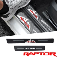 4pcs car sticker door carbon leather fiber sill plate decoration for ford raptor car accessories
