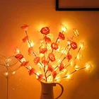 20 светодиодный светильник для украшения орхидеи, розы, кленовых листьев, романтическая ваза, наполнитель, цветок, ивовая ветка, светильник, Рождественская Праздничная настольная лампа