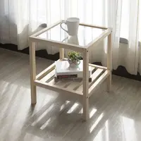 Wooden Glass Coffee Table Side Cabinet Sofaside Wooden Small Desk Solid Wood Corner Table Living Room Minimalism furniture