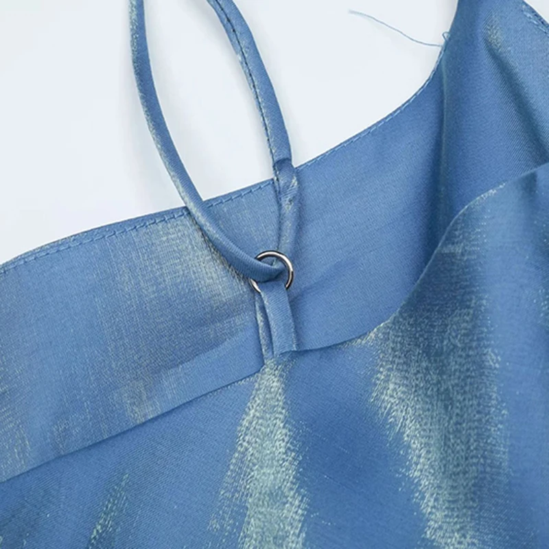 

SVOKOR Y2K Sexy Blue Reflection Strap Sleeveless Women Mini Dress Party Night Club Dresses Hip Hop Woman Dress Summer Clothes