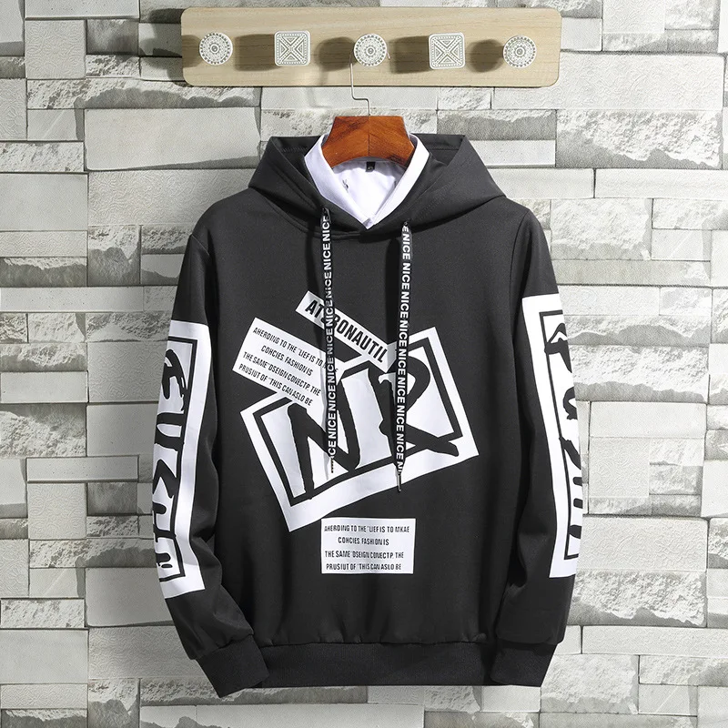 

2020 new products autumn and winter men's fashion printed sweater hooded loose casual jacket men