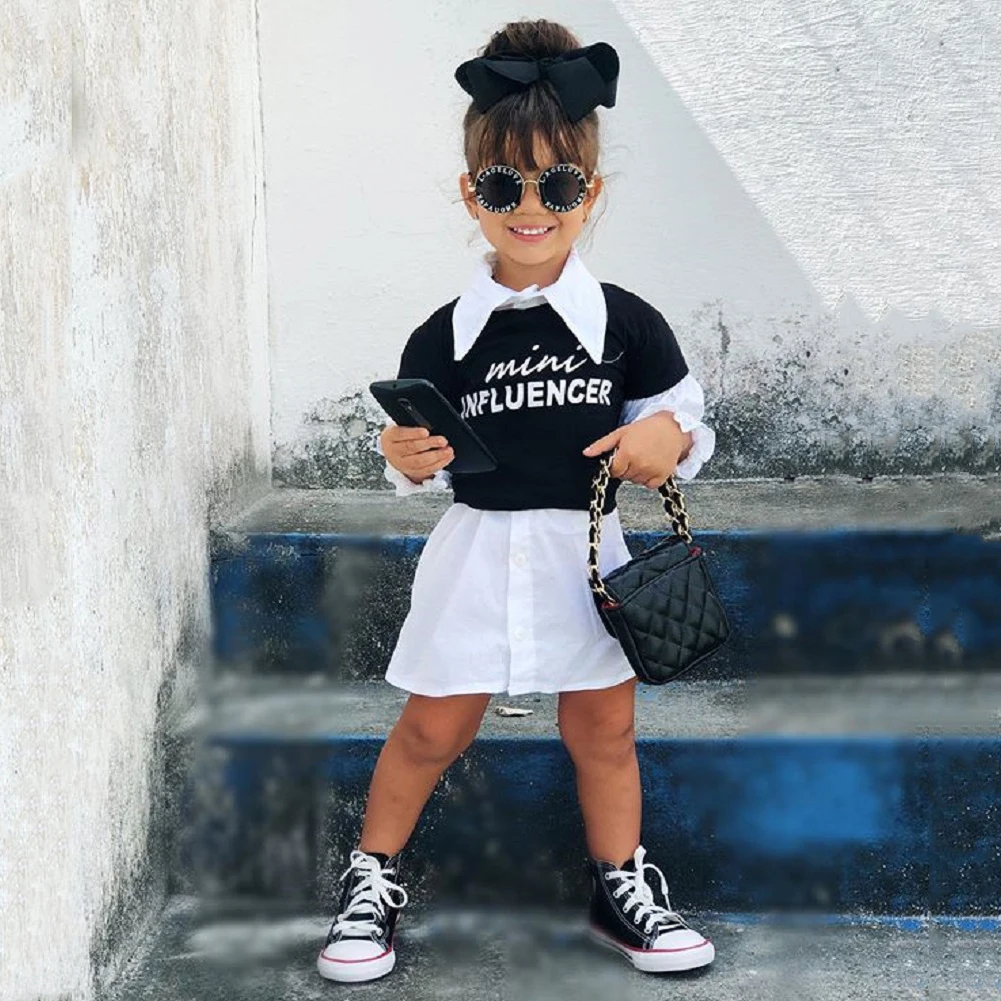 1-5T Toddler Kid Baby Girl Clothes set Crop Top and Dress set Elegant Cute Fashion Streetwear Autumn Outfit