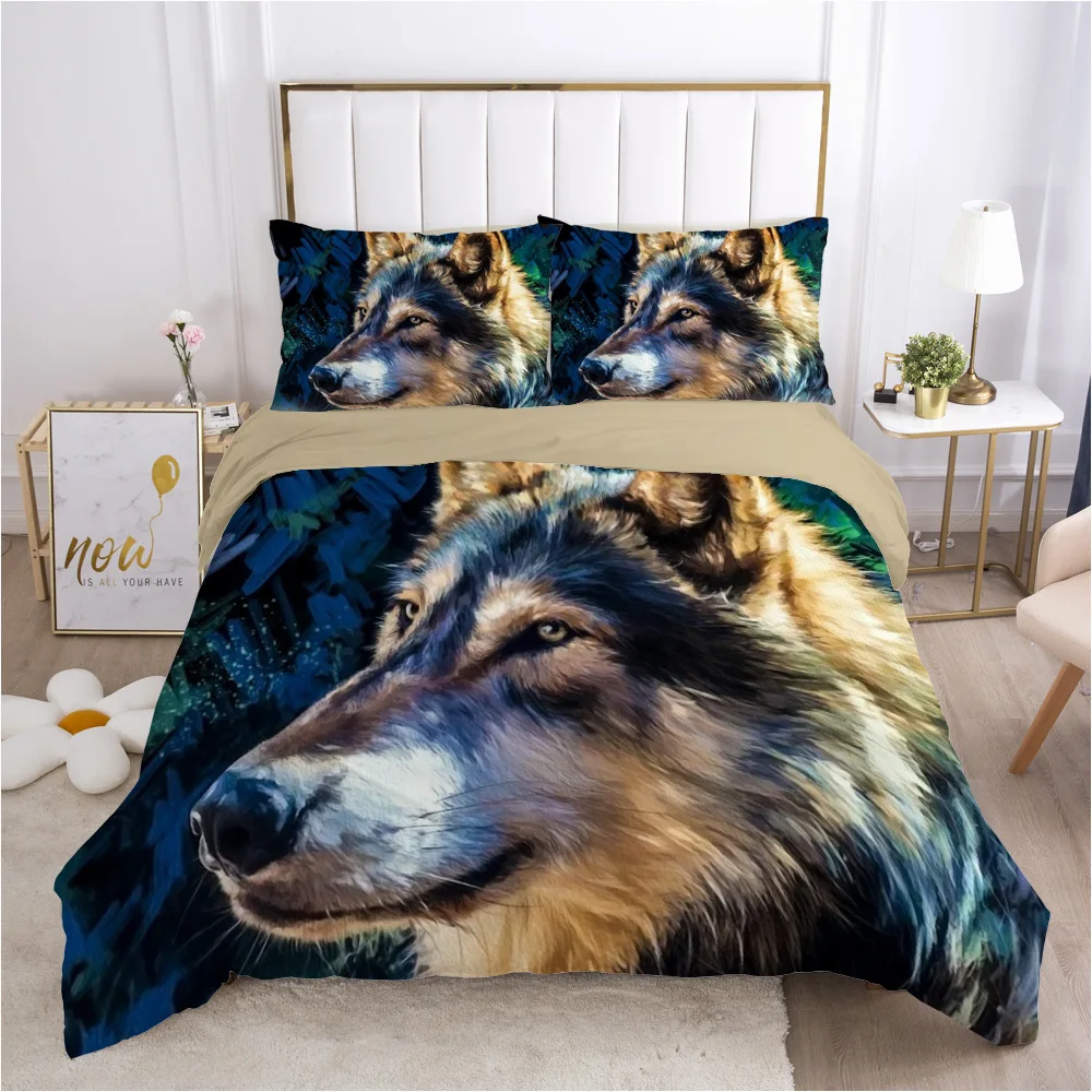 

HD Digital Print Wolf Bedding Sets Duvet Cover+ Pillowcase 2/3pcs Single Twin Queen King bed set US/AU/EU size 10 style