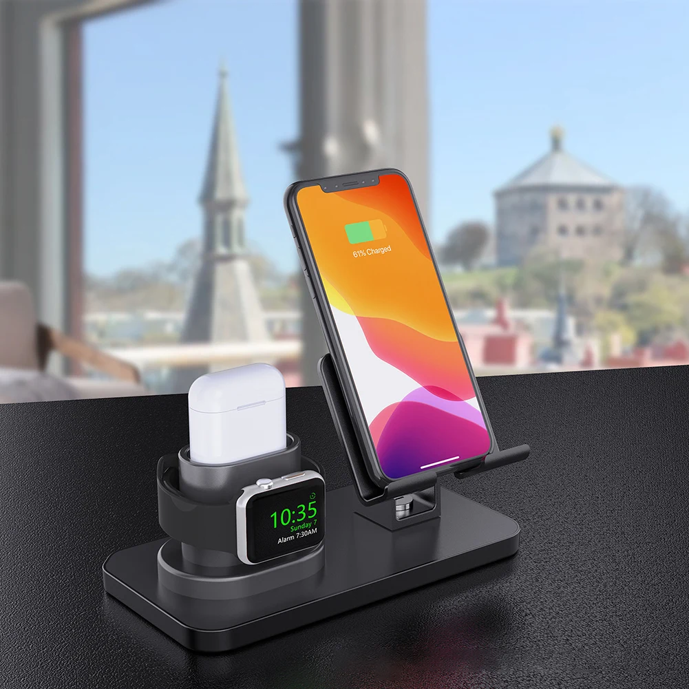 3 в 1 беспроводной зарядный Кронштейн Док станция для Apple Watch серии 5/4/3/2/1 iPhone 11 Pro Max