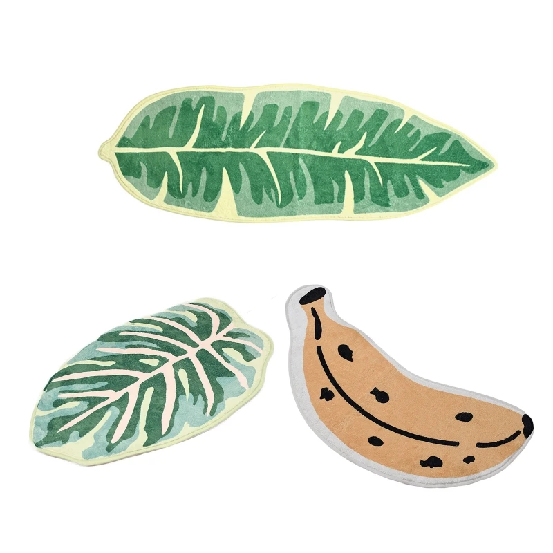 

Cute Leaf Banana Shape Doormat for Kids Microfiber Absorbent Bathroom Kitchen Front Door Mats Carpet Floor Rug Non Slip Bath Mat