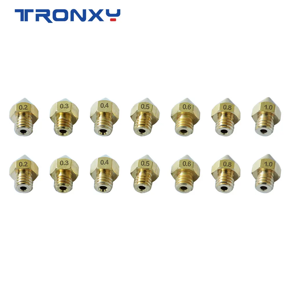 Tronxy качественный продукт M6 с зажимом медной проволоки насадка 3D-принтеры частей 0,2 0,3 0,4 0,5 0,6 0,8 1,0 мм Размеры насадка для 1,75 мм нити