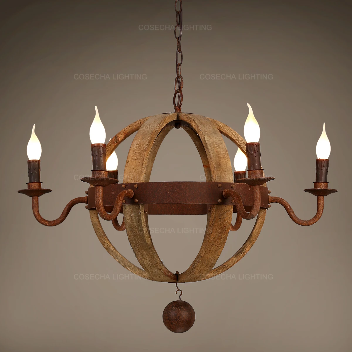 Антикварная Сфера люстры круглый деревянный подвесной светильник ing Ретро