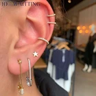 Серьги-булавки с белыми прозрачными фианитами, новый дизайн, рождественские украшения для женщин, Подарочные Позолоченные простые многофункциональные серьги для пирсинга