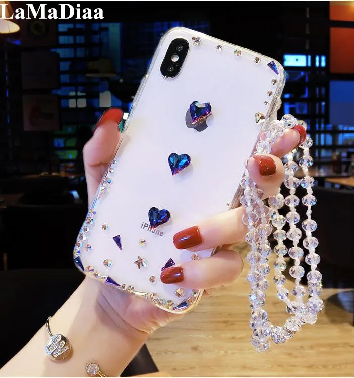 Роскошный чехол для телефона со стразами в виде сердца Samsung S6 S7 S8 S9 S10 S20 S21 PLUS Note8 9 10