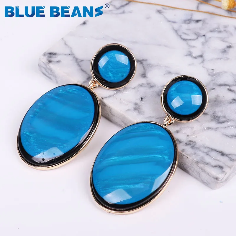 Ювелирные изделия синие полимерные Висячие серьги для женщин богемные Модные