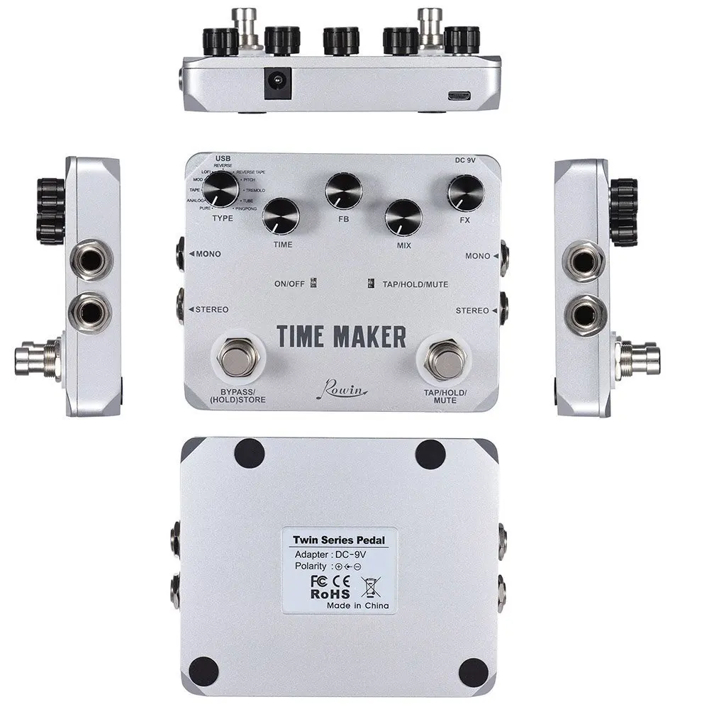 rowin ltd 02 gitarre zeit maker pedal ultra verzögerung wirkung pedale für elektrische gitarren 11 arten verzögerung mit tap tempo funk