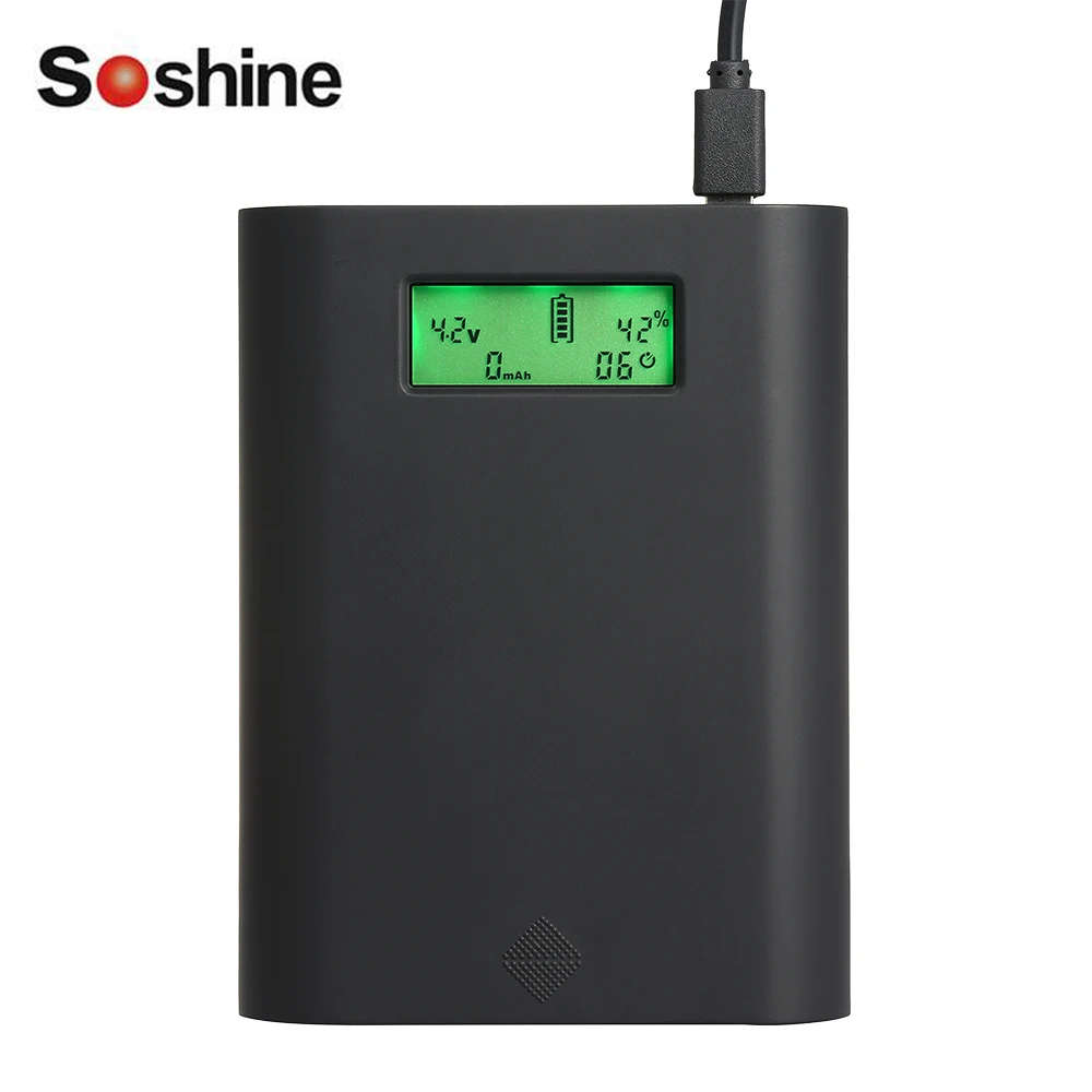 Soshine E3S-QC зарядное устройство для аккумуляторов, блок для зарядки с ЖК-дисплеем, многофункциональная 30 Вт быстрая зарядка, 4 слота, 18650 зарядное устройство