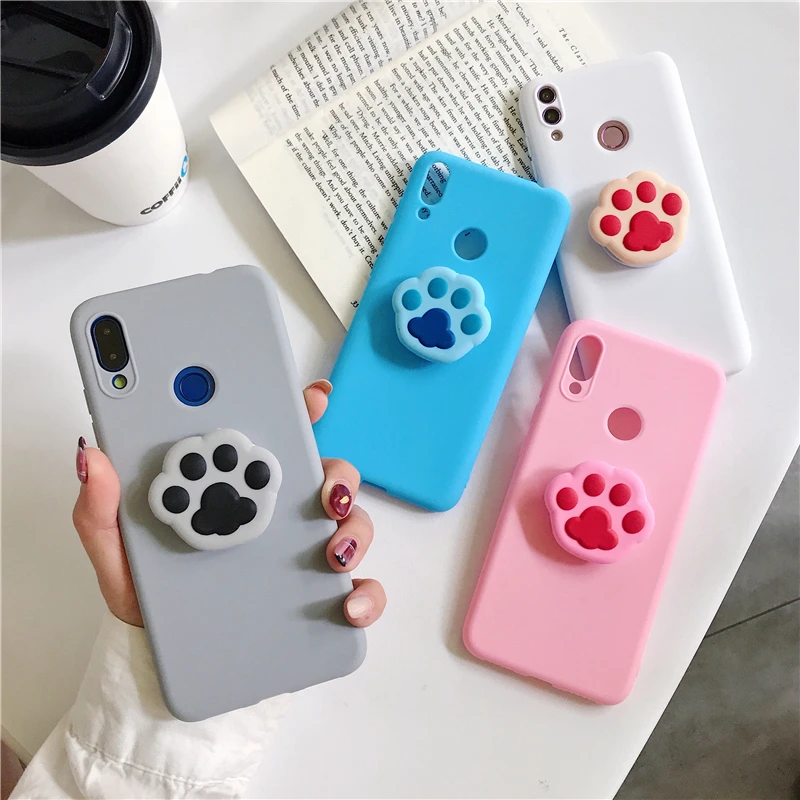 

Cat Dog Paw Print Soft TPU Case for Huawei Y3 Y5 Y6 Y7 Y9 Prime Pro 2018 2019 Nova 5i Pro 5 5T 4 4e 3 3e 3i Holder Stand Cover