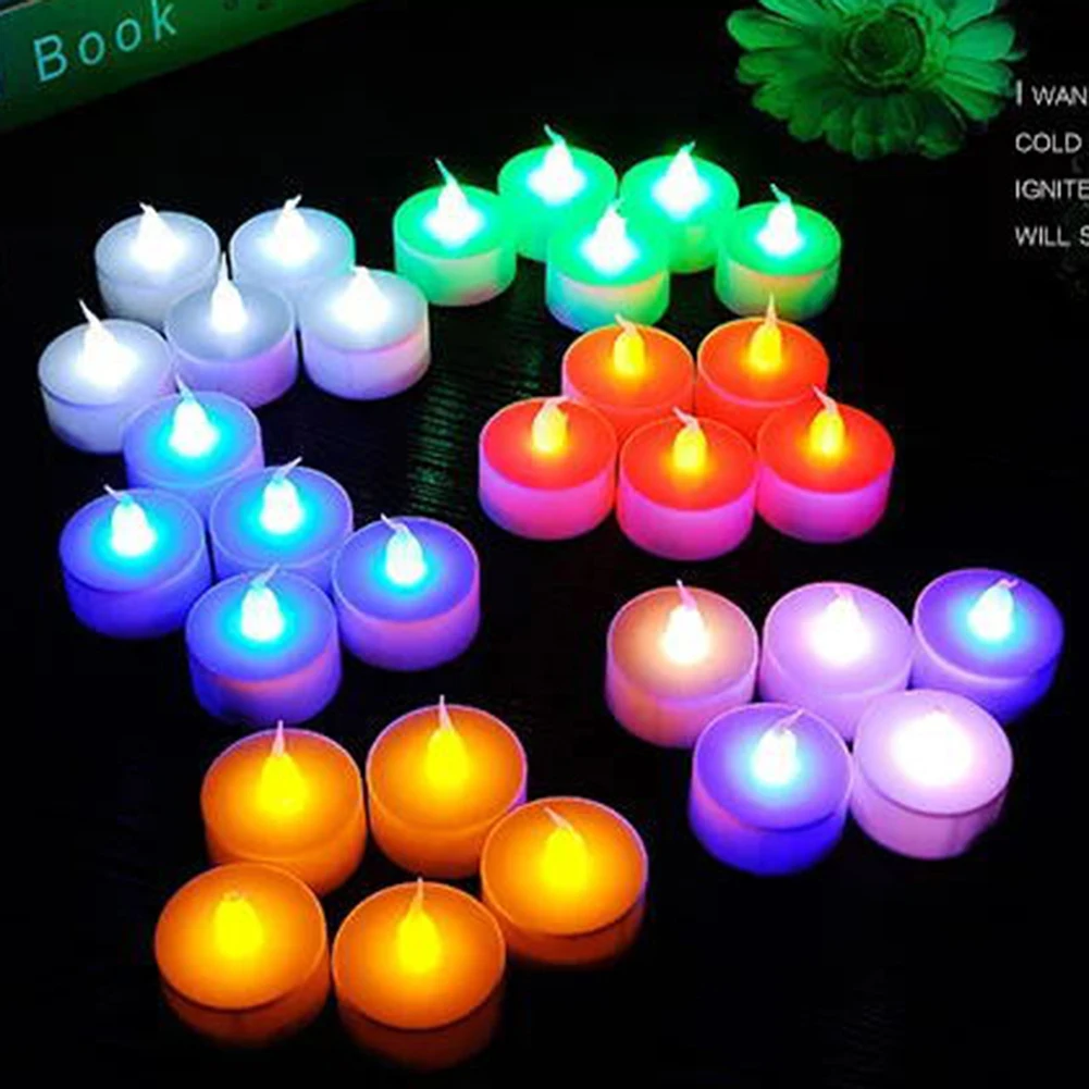 

6pcs Flickering LED Candle Lights Colorful Atmosphere Lamp Wedding Decoration Home Bedroom Background Wall Decoration