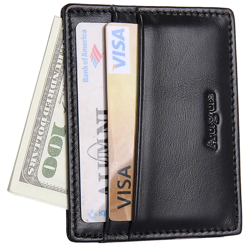 

Credit card wallet Genuine Leather RFID Card Hodler Slim Wallet Men Card Case purse small male R-8101