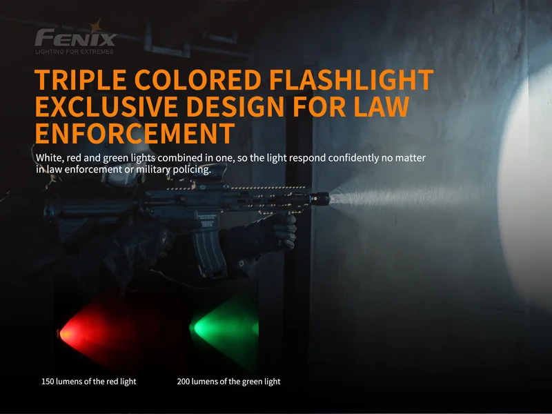 Трехцветный светильник Fenix TK26R 1500 люменов, тактический силовой светильник-вспышка с литий-ионным аккумулятором 3500 мАч