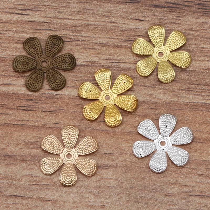 

200pcs 16mm Metal Brass Filigree Flower Slice Charms Base Settings DIY Handmade Jewelry Findings