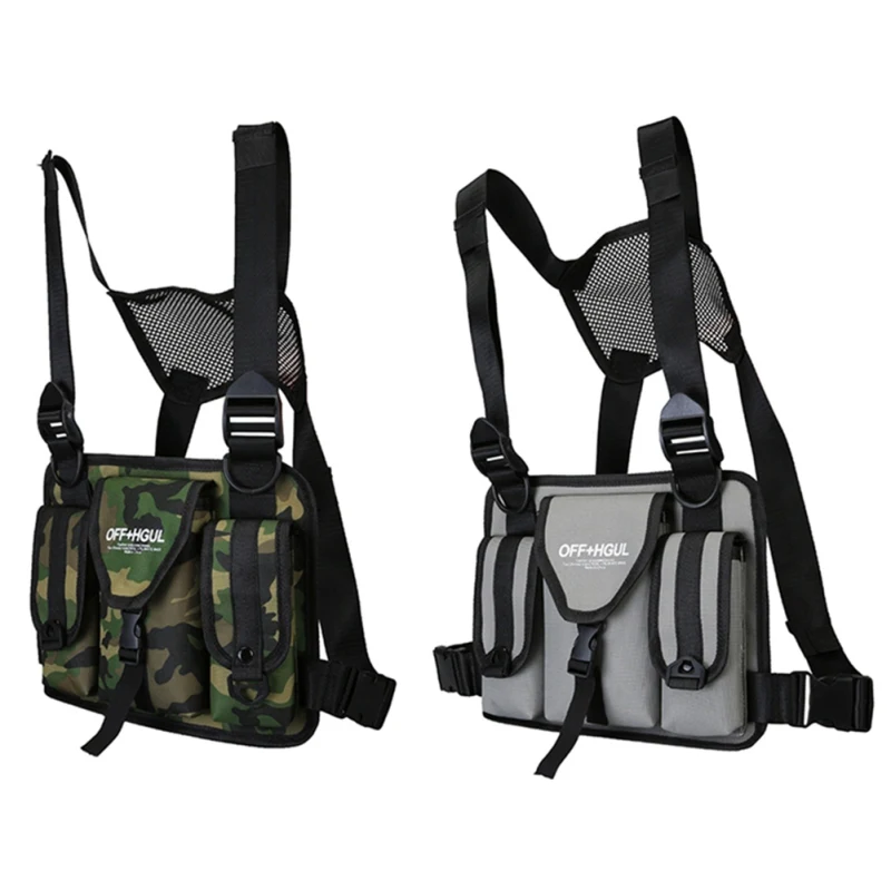 Модная нагрудная сумка со светоотражающим жилетом в стиле хип-хоп уличная