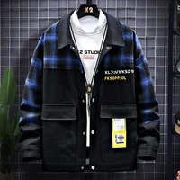 2021 springautumn new trend plaid coat casual mens jacket fashion youth streetwear turn down collar clothes plus size m 3xl