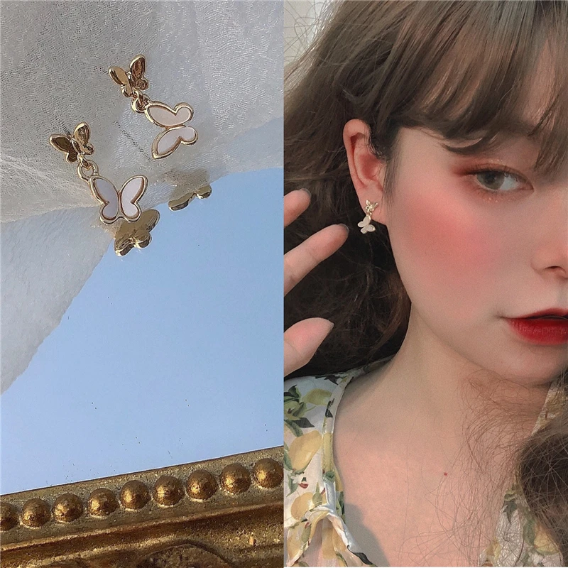 Суперделикатные серьги-бабочки ~ супер сказочные белые милые темпераментные