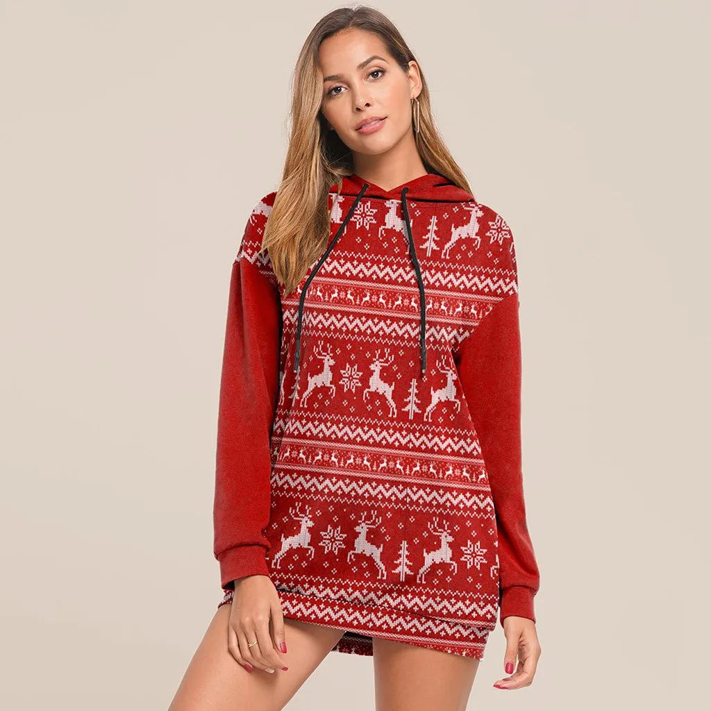 

Women's Autumn And Winter Casual Outwear Hoodie Long-print Christmas Print Sweater Shirt 2021 New Fashion sudadera Cloth