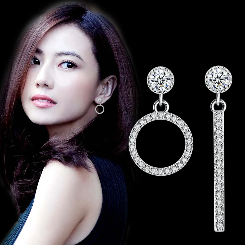 

2021 New Luxury Halo Straight Line 925 Sterling Silver Earrings for Women Anniversary Gift Jewelry Wholesale E6618