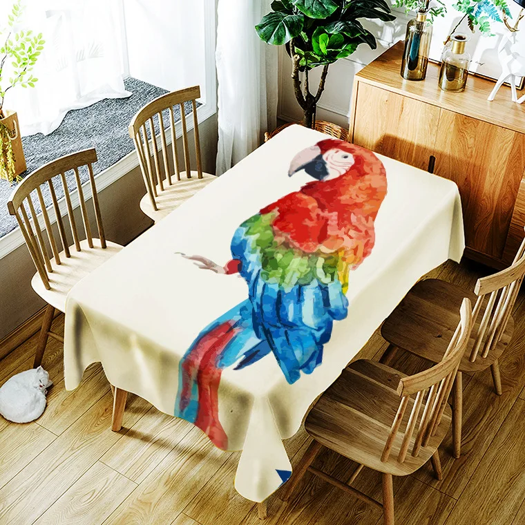 

Printed bird picture washable decorative household waterproof tablecloth