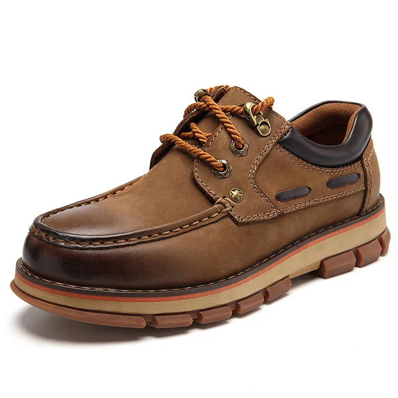 Туфли мужские из натуральной кожи низкие рабочие сапоги уличная модная обувь на