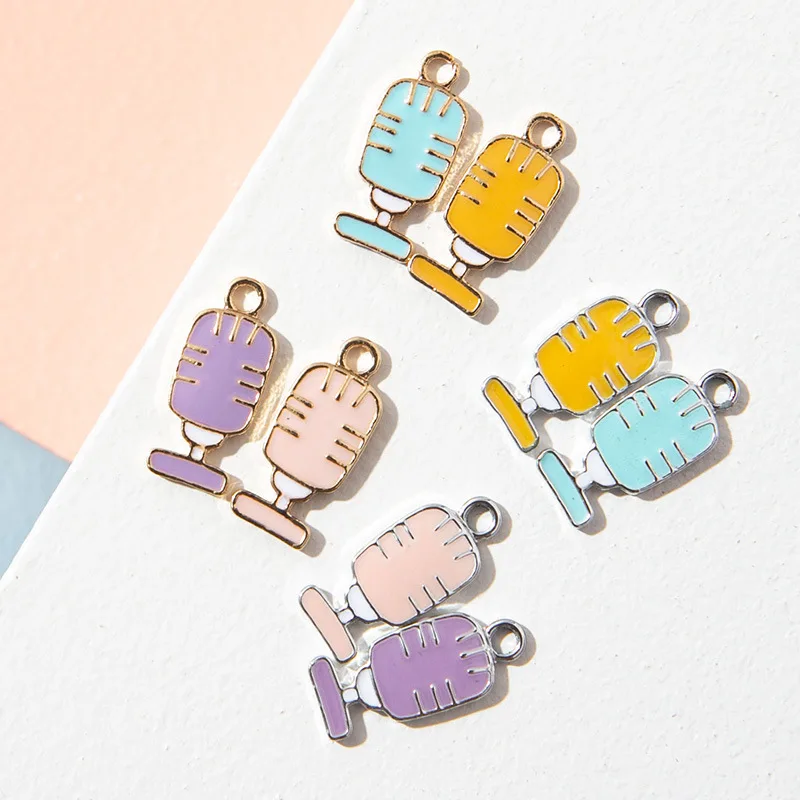 

10pcs Cartoon Microphone Voice Tube Enamel Charm for Making Earring DIY Pendants Necklace Bracelets Charms Jewelry Accessories