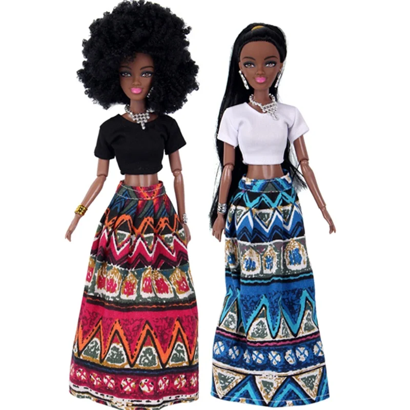 

For American Doll Accessories Body 4 Joints National style Can Change Head Clothes Move African Black Girl Gift Pretend Toy Baby