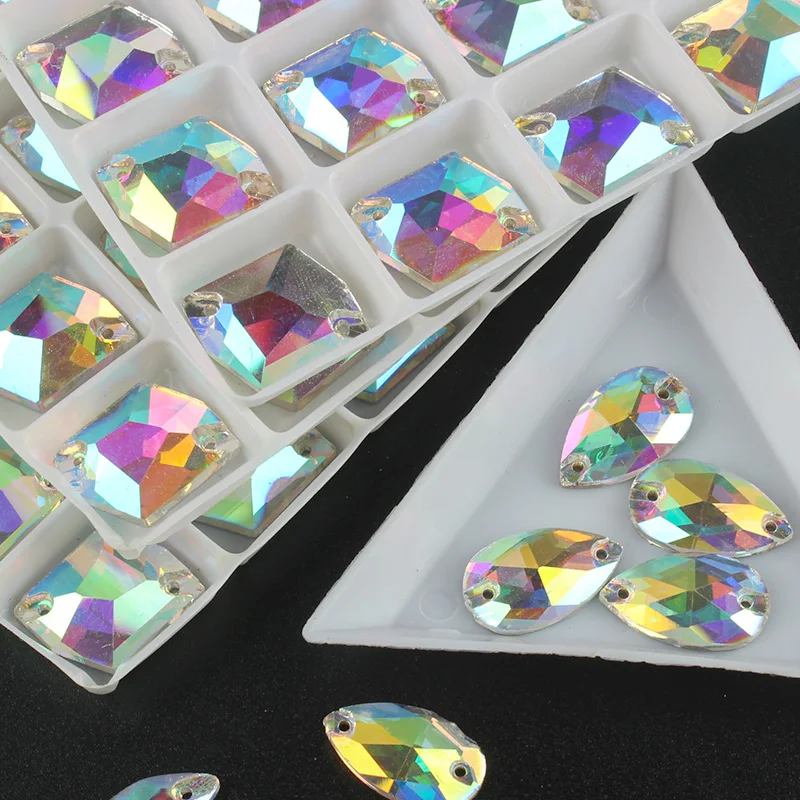 Акция CrystalAB Смешанная форма пришивные стразы с плоским основанием для DIY обуви и