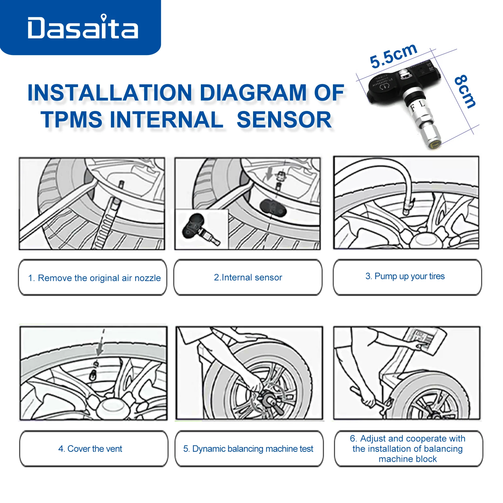 $59.00 Dasaita tpms sensor external android System for Digital USB Auto Security Car Alarm Tire Pressure Sensor Universal Smart Car