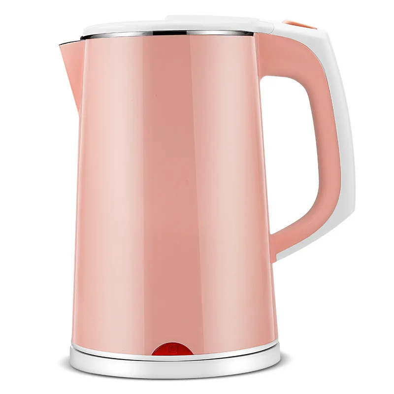 Pink 2.5L бытовой чайник, электрический чайник, двухслойный, из нержавеющей стали, термостойкий, кипятить, с изоляцией воды, чайник, маленький, Applian - Цвет: Pink