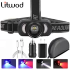 Налобный фонарь со встроенным аккумулятором, 3 светодисветодиодный да, перезаряжаемый через USB, водонепроницаемый, белый, светильник свет